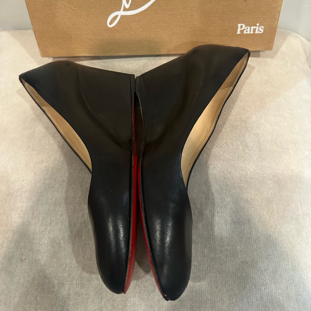 Christian Louboutin Black Leather Wedge Pumps - Picture 5 of 16